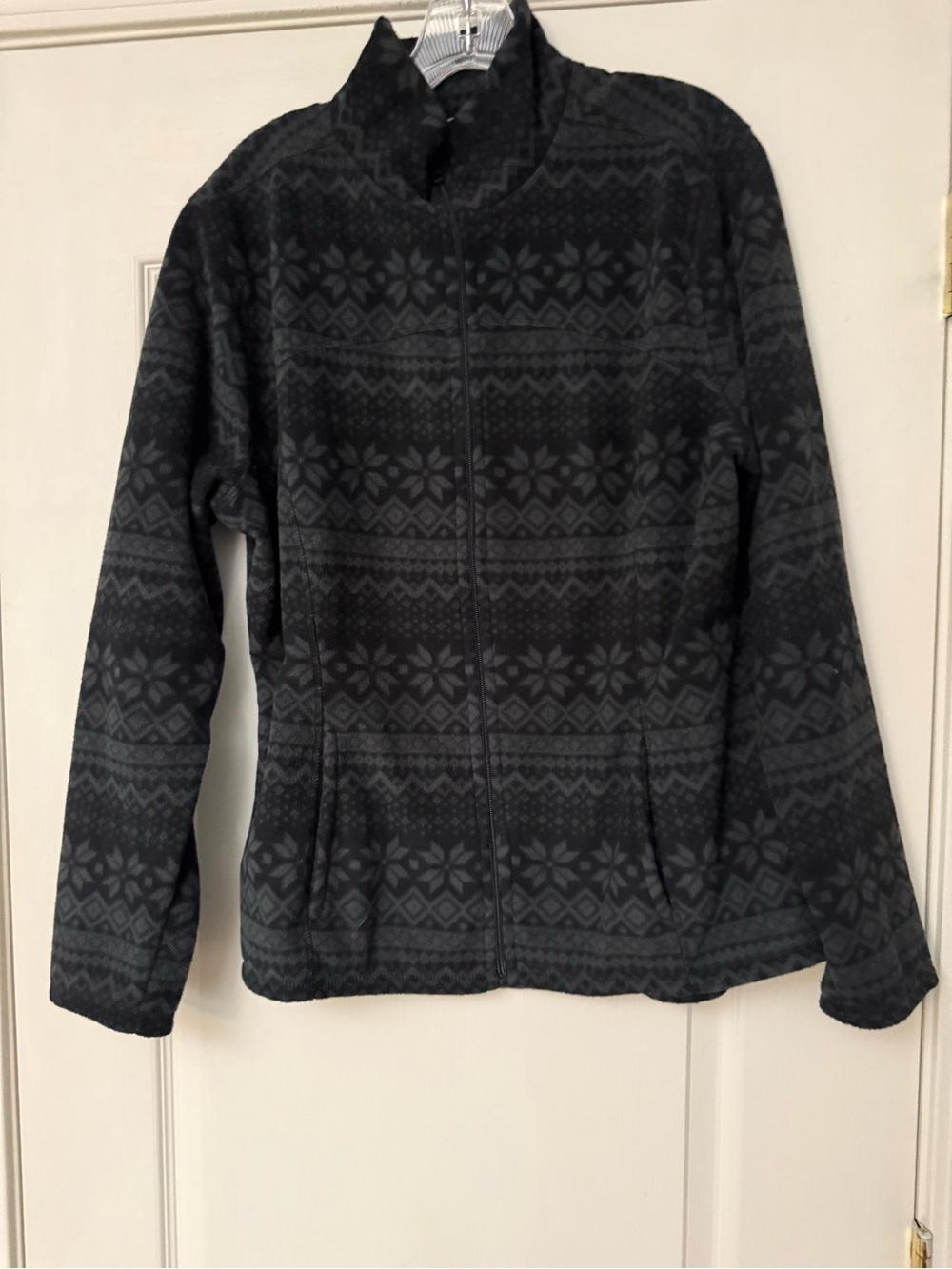 Old Navy Black & Charcoal Patterned Zip-Up Sweater